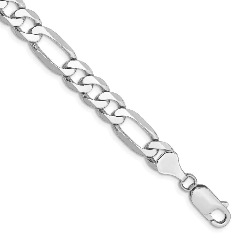 Mystic eye bangles-14k White Gold 7mm Flat Figaro Chain Bracelet, 9"