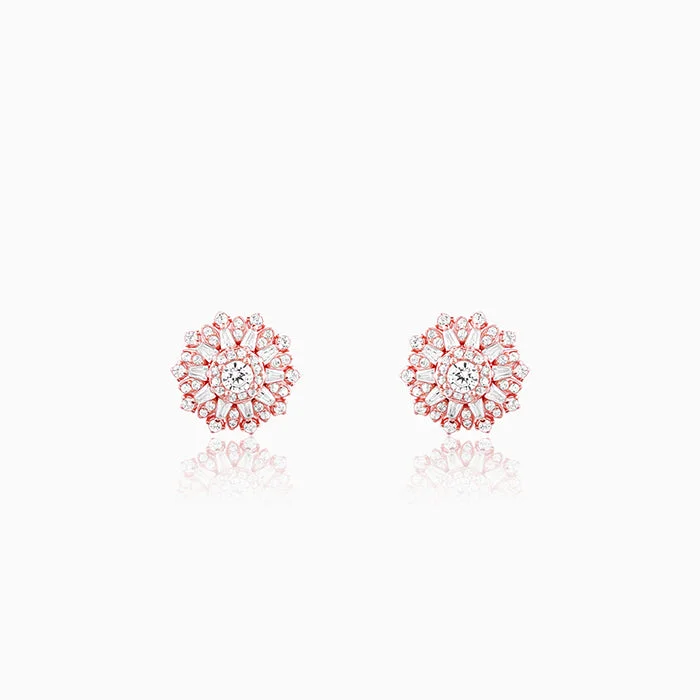 Bold cuff earrings-Rose Gold Floral Work Earrings