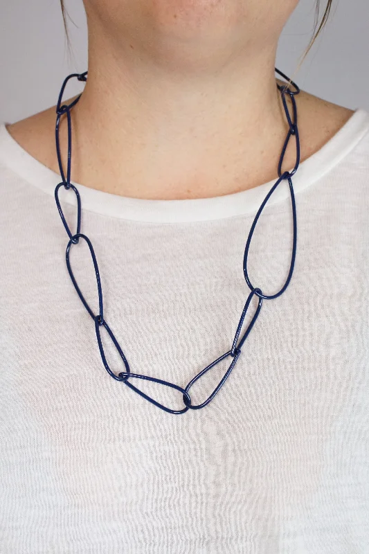 Wide link necklaces-Modular Necklace No. 4 in Blue Sapphire