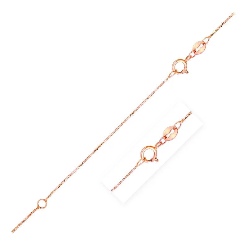 Slanted design necklaces-Double Extendable Box Chain Necklace in 14k Rose Gold (0.6mm) 18" Inches