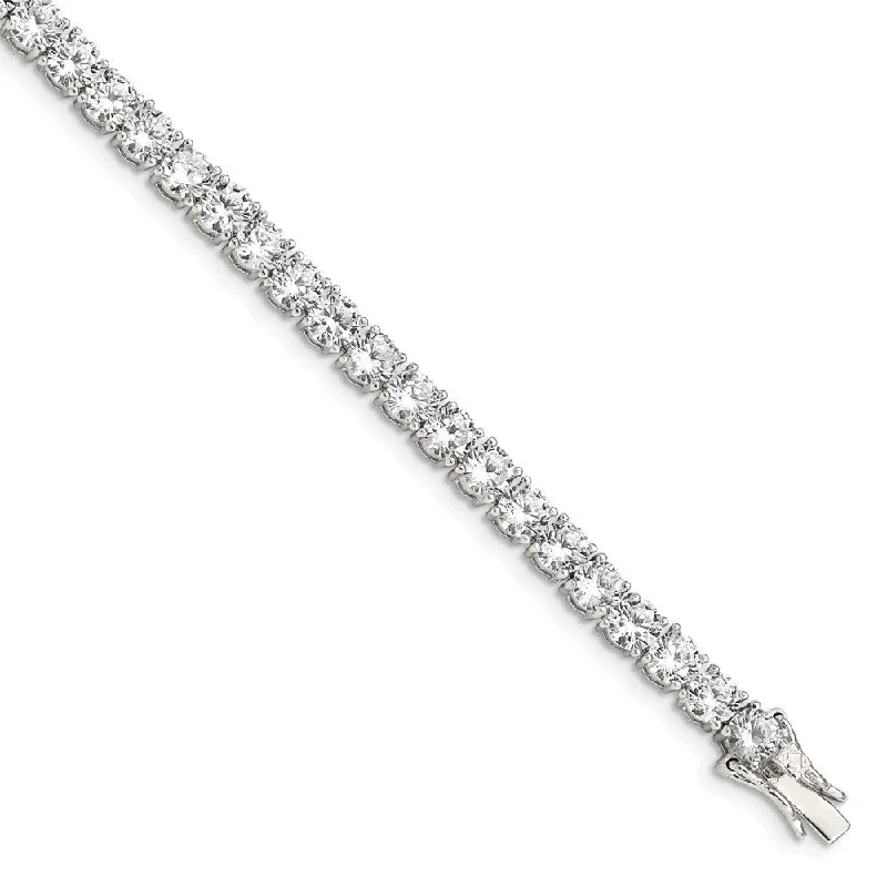 Pure link bangles-925 Sterling Silver Cubic Zirconia Tennis Bracelet, 7"