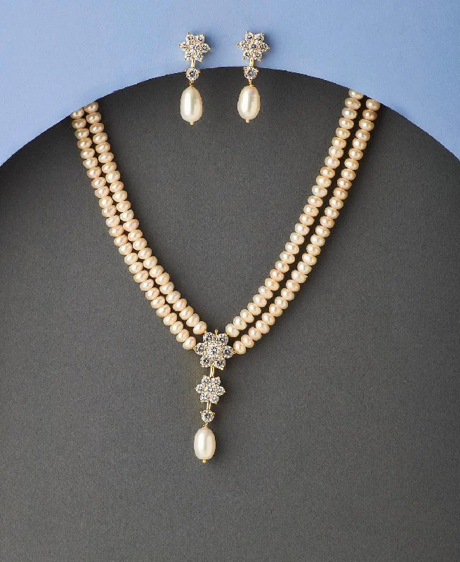 Bead weave necklaces-Floral Real Pearl Necklace Set