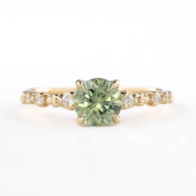 Moon theme engagement rings-Wisteria Ring 1.19ct Parti Green Yellow Montana Sapphire, 14k Yellow Gold (One of a kind)