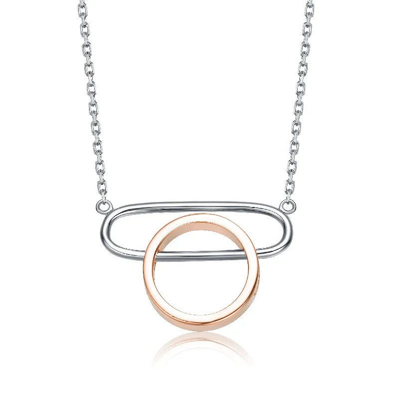 Regency style necklaces-Elegant Sterling Silver with Rose Gold Halo Pendant Necklace