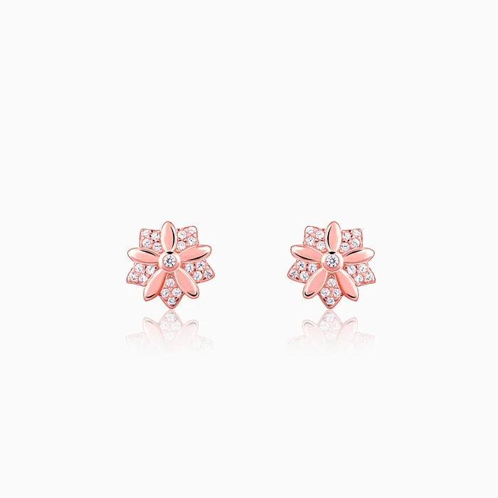 Smooth drop earrings-Rose Gold Cutest Flower Earrings