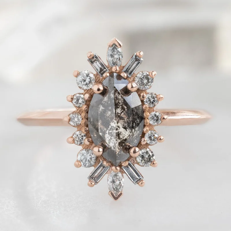 Sleek modern engagement rings-The Camellia Ring | 0.85ct Marquise Black Diamond in 14K Rose Gold