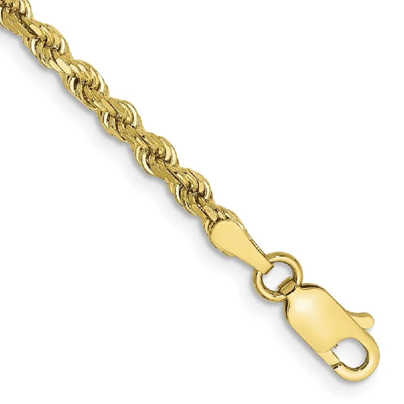 Heavy stone bangles-10k Yellow Gold 2.75mm Diamond-cut Rope Chain Bracelet, 7"