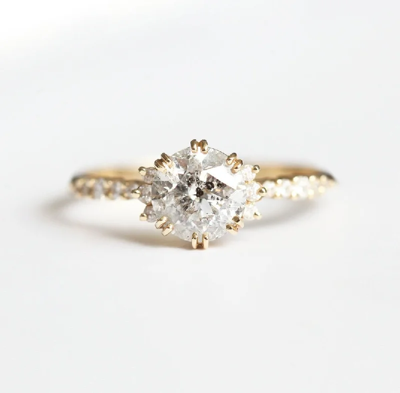 Satin silver engagement rings-Jasmine Round Diamond Cluster Ring