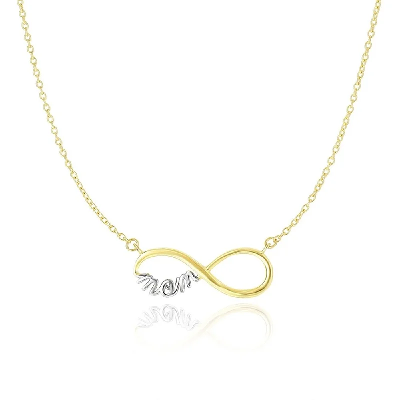 Vibrant enamel necklaces-14k Two-Tone Gold Infinity MOM Motif Chain Necklace