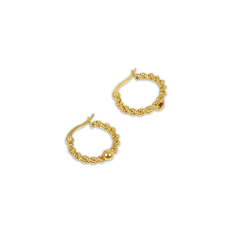 Subtle dangle earrings-Twisted Rope Hoop Earrings - Gold