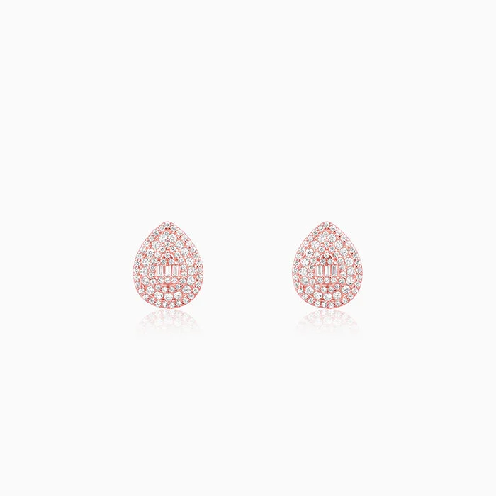 Soft threader earrings-Rose Gold Dazzling Drop Earrings