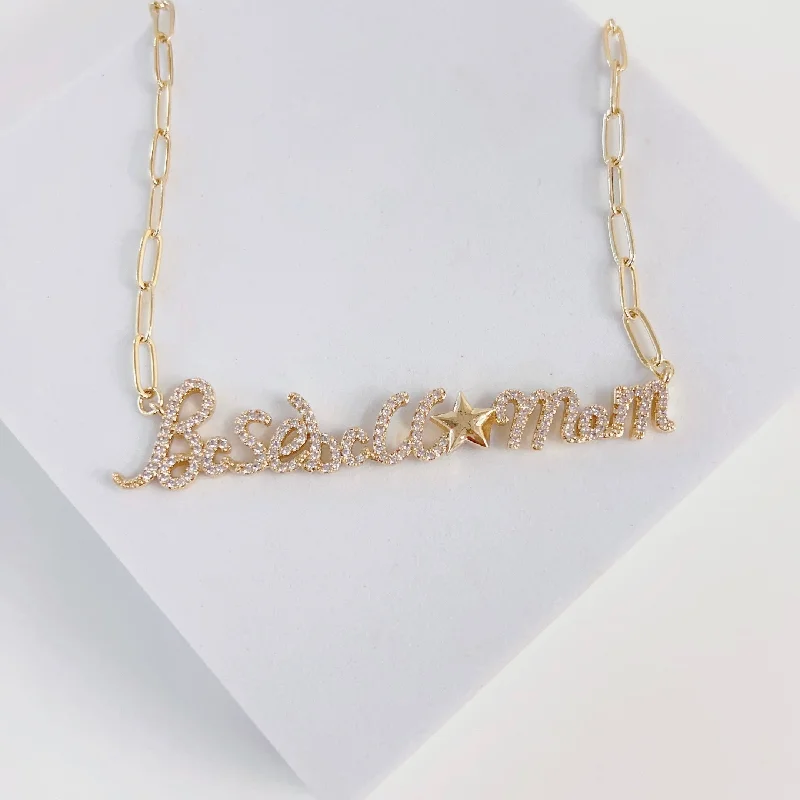 Regency style necklaces-Baseball Mom Gold Necklace T39