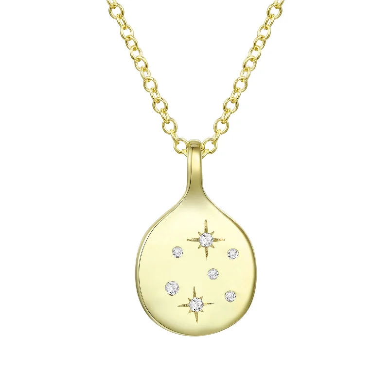 Tight clasp necklaces-Sterling Silver 14K Gold Plated Cubic Zirconia Pendant Necklace