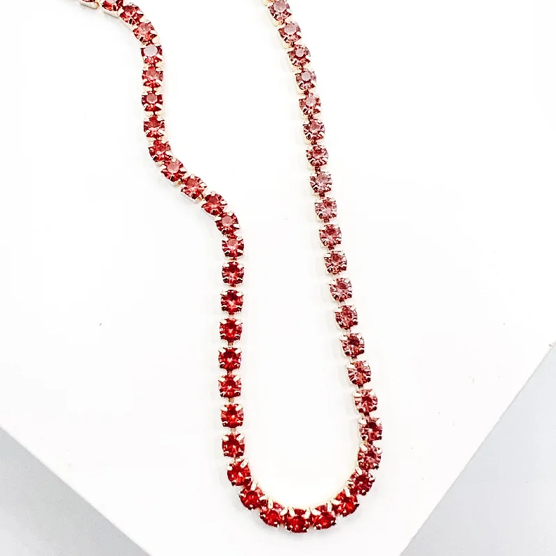 Woven tribal necklaces-Ombré Red/Pink Necklace I-46