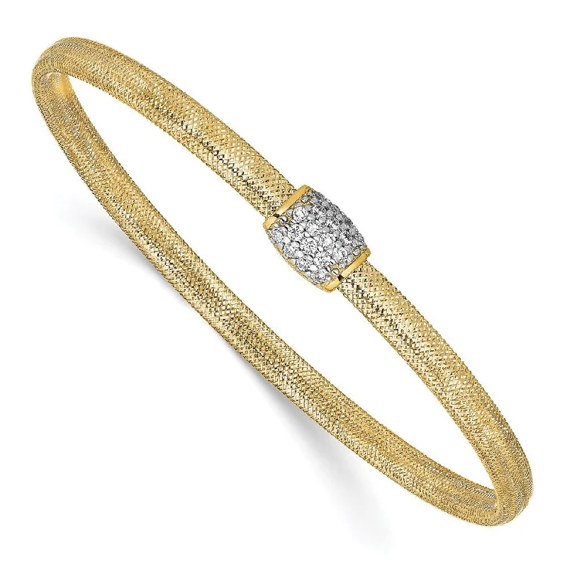 Vivid druzy bangles-14k Yellow Gold 4mm Cubic Zirconia Stretch Bangle Bracelet