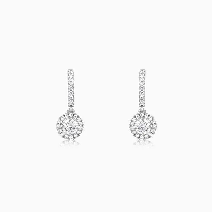 Bright stud earrings-Silver Zircon Drizzle Drop Earrings