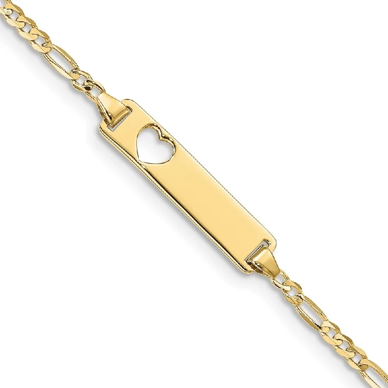 Oval gem bangles-10k Yellow Gold Figaro Link ID Bracelet, 7" (W-5.01mm)