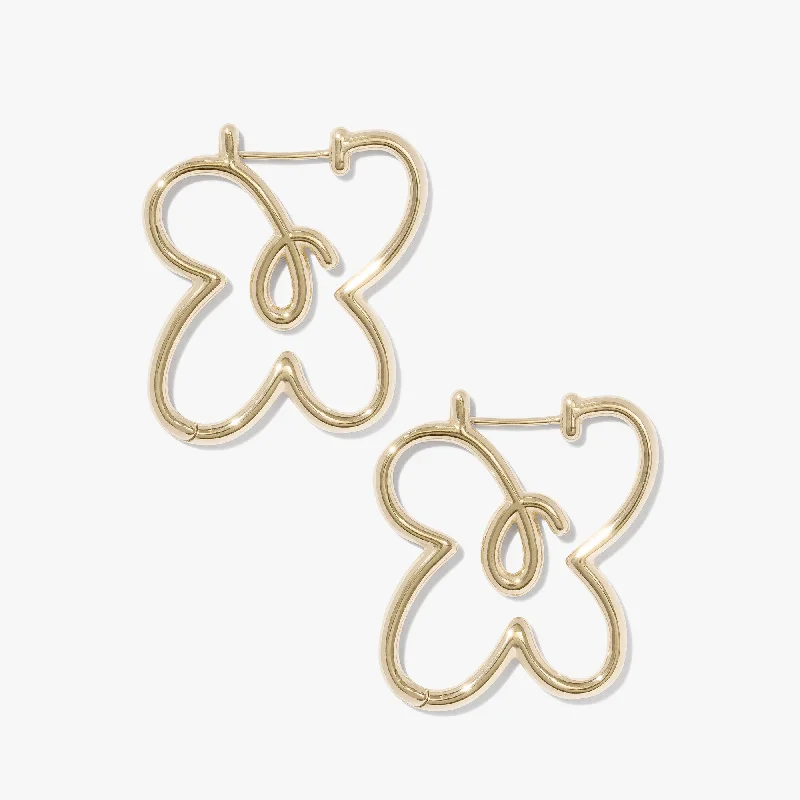 Simple cross earrings-Butterflower Doodle Hoops (Pair)