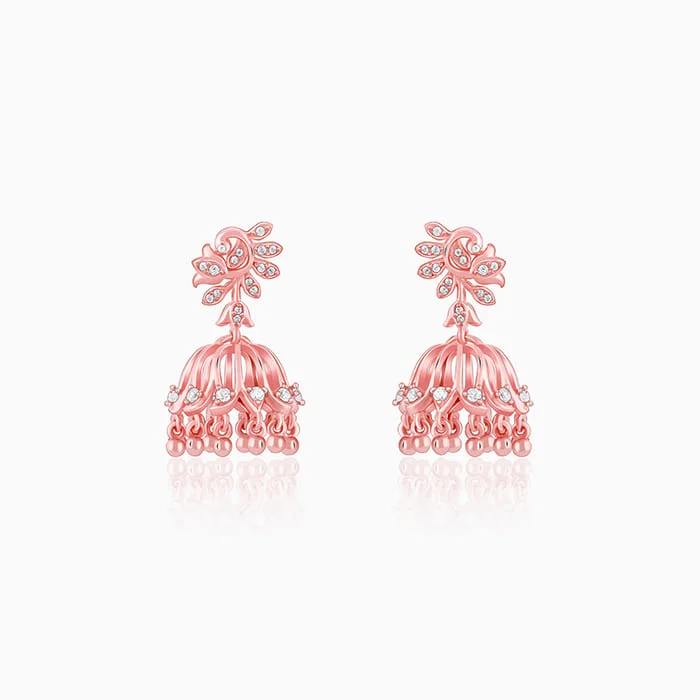 Surf motif earrings-Rose Gold Sundar Mor Jhumki