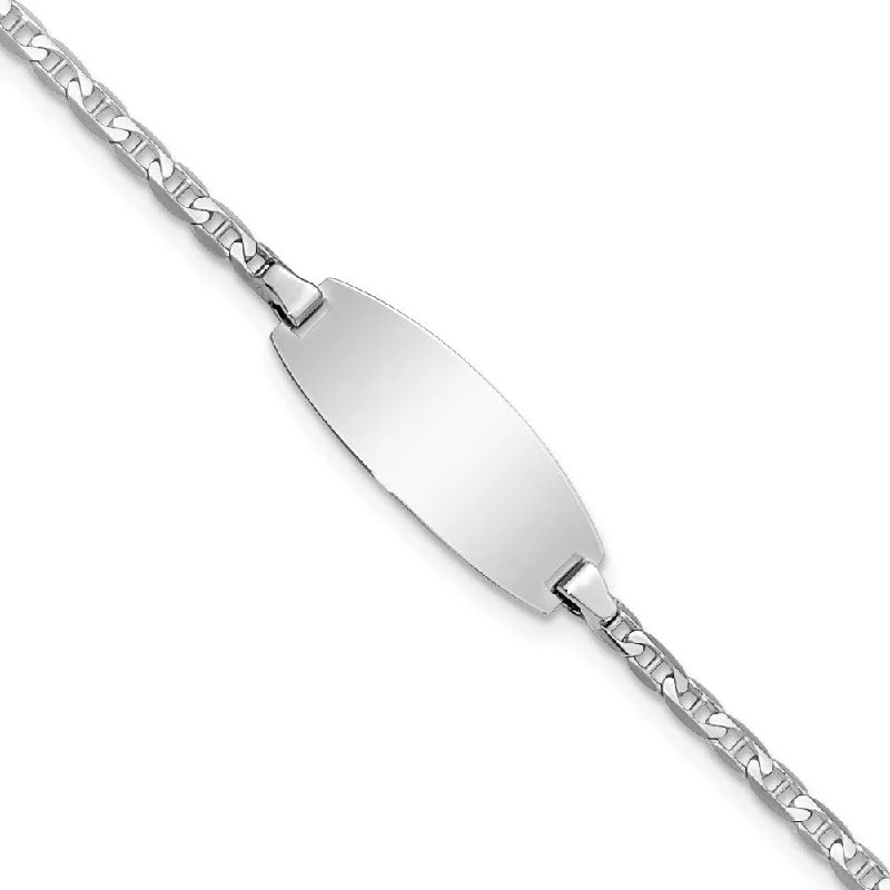 Sleek design bangles-14k White Gold 8mm Oval Anchor ID Bracelet, 5.5"