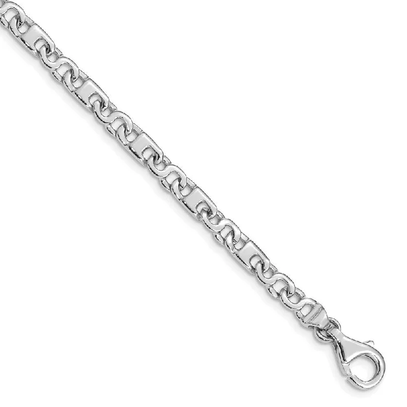 Light clay bangles-14k White Gold 4.4mm Fancy Link Bracelet, 7"