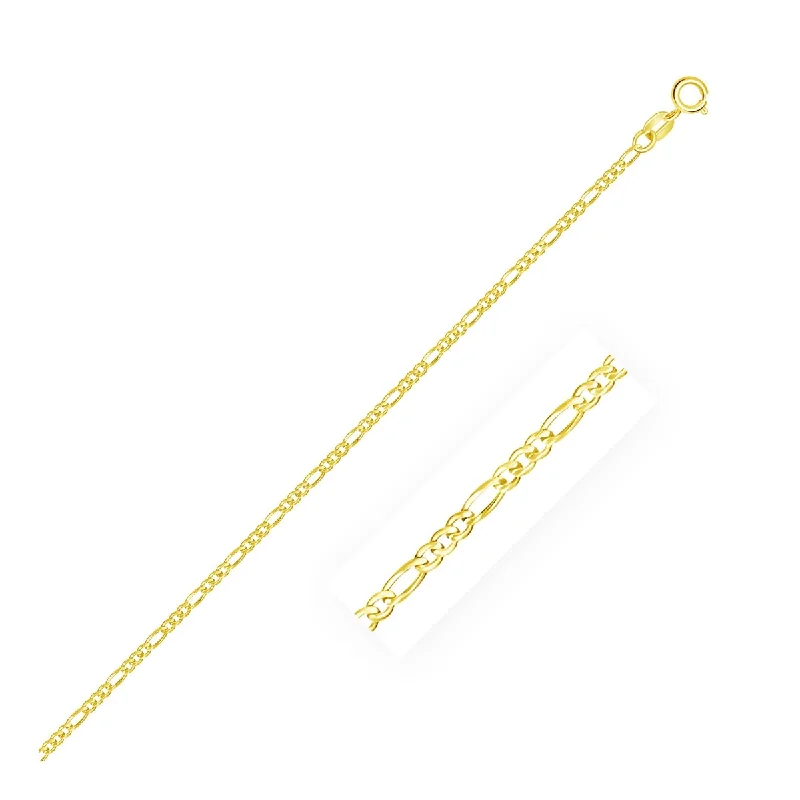 Retro deco necklaces-14k Yellow Gold Solid Figaro Chain Necklace 1.9mm