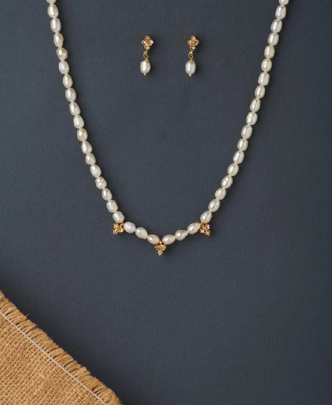 Cotton braid necklaces-Pretty Real Pearl Necklace Set