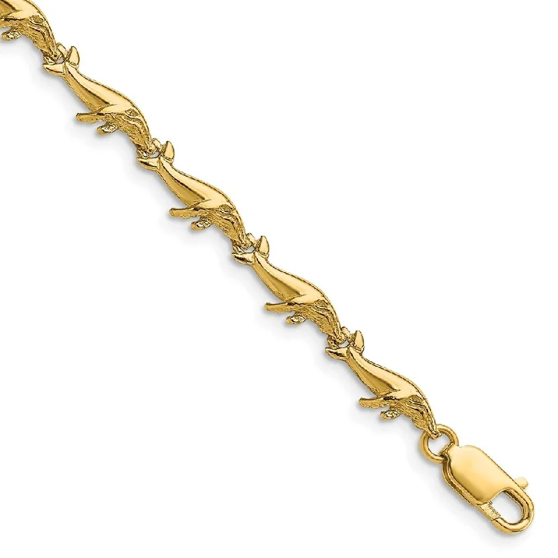 Pure link bangles-14k Yellow Gold 4.95mm Whale Bracelet, 7.25"