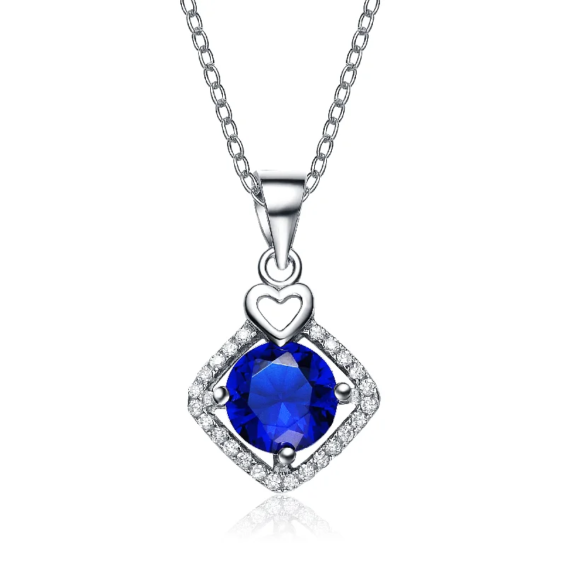 Bold gem necklaces-Sterling Silver Blue Cubic Zirconia Pendant Necklace