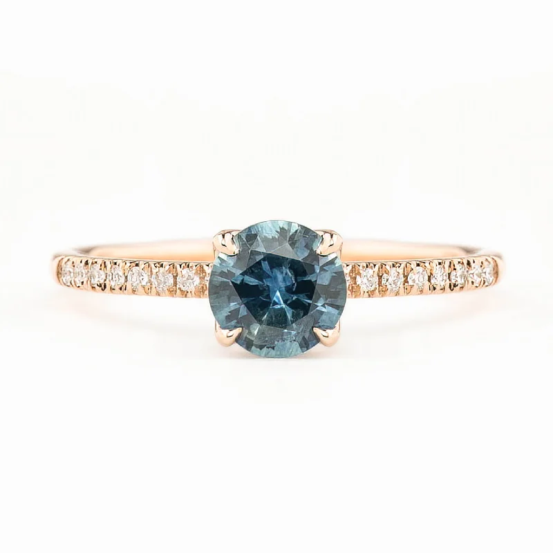 Luxe diamond engagement rings-Maria Ring 0.88ct Blue Montana Sapphire, 14K Rose Gold (One of a kind)