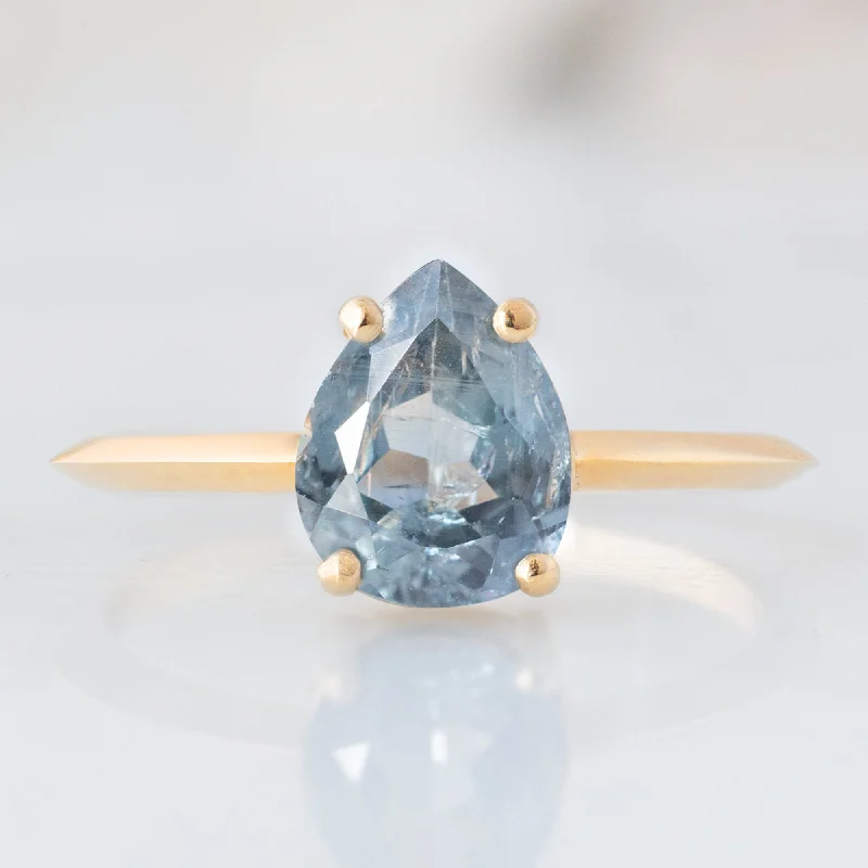 Secure clasp engagement rings-The Bryn Ring | 1.42ct Pear Cut Blue Sapphire in 14K Yellow Gold