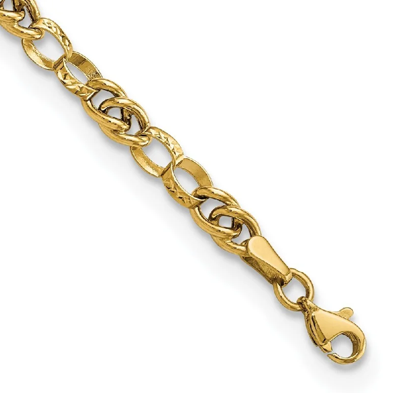 Heavy gem bangles-14k Yellow Gold Fancy Link Bracelet, 7.5" (W-4.32mm)