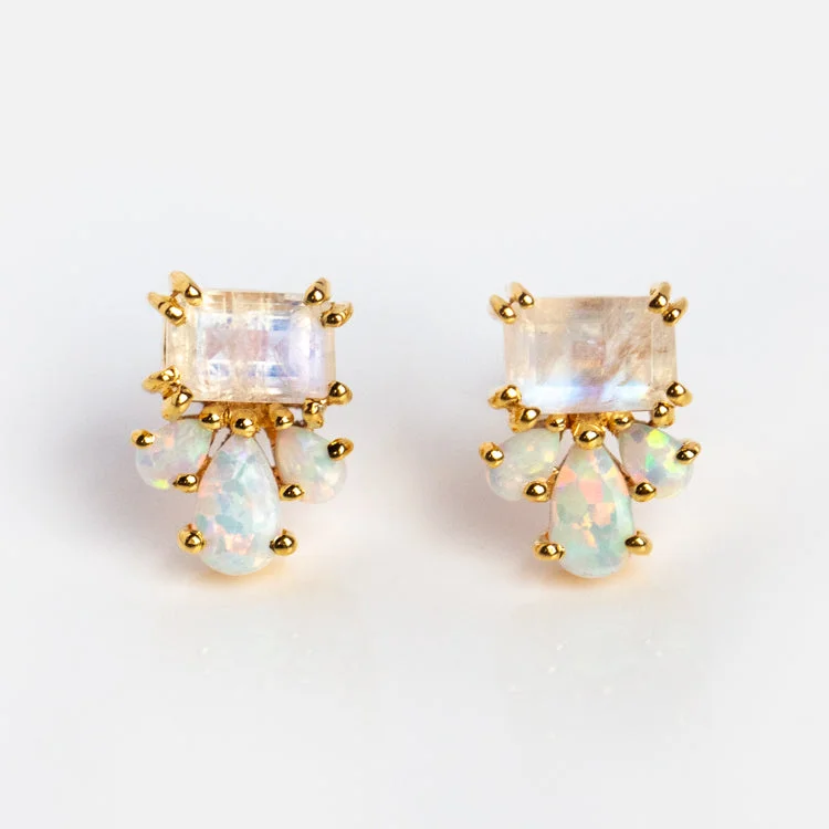 Broad hoop earrings-Gemstone Empress Stud Earrings