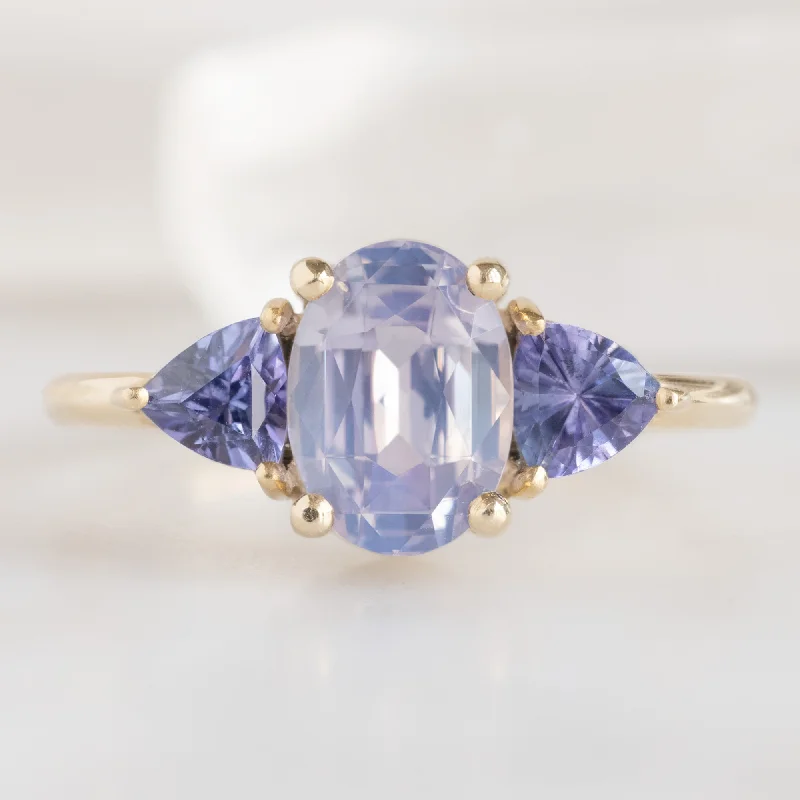 Topaz stone engagement rings-The Watercolor Jade Ring | 1.81ct Oval Lavender Sapphire in 14K Yellow Gold