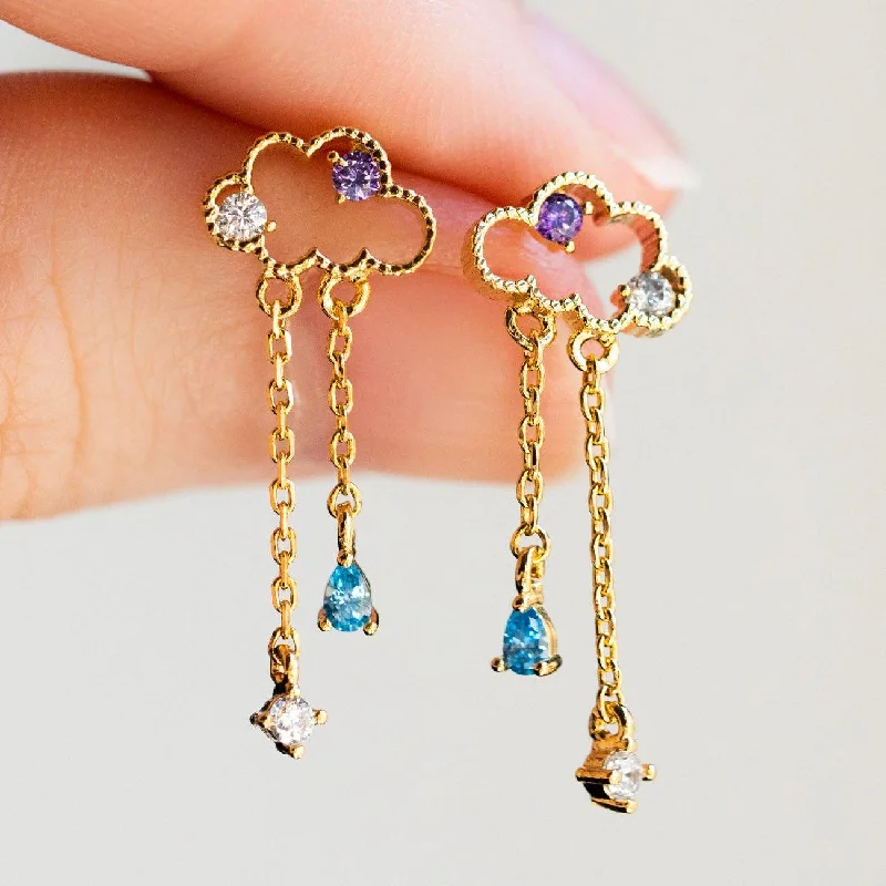 Wide statement earrings-Reigning Clouds Dangle Earrings