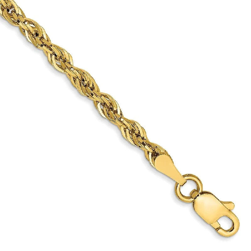 Tide shape bangles-14k Yellow Goldy 2.8mm Semi-Solid Rope Chain Bracelet, 7"