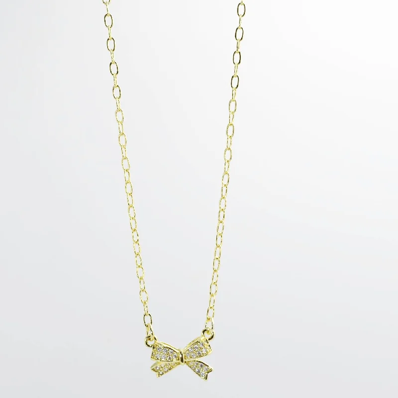 Crystal-woven necklaces-Sweet Bow Gold Necklace I-60