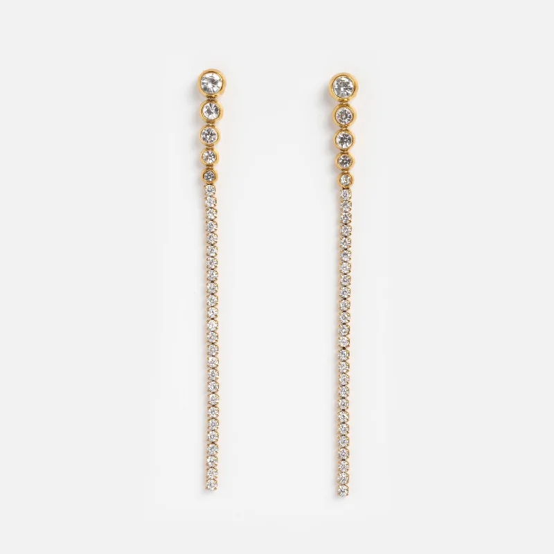 Solid ring earrings-Linear Drop Earrings