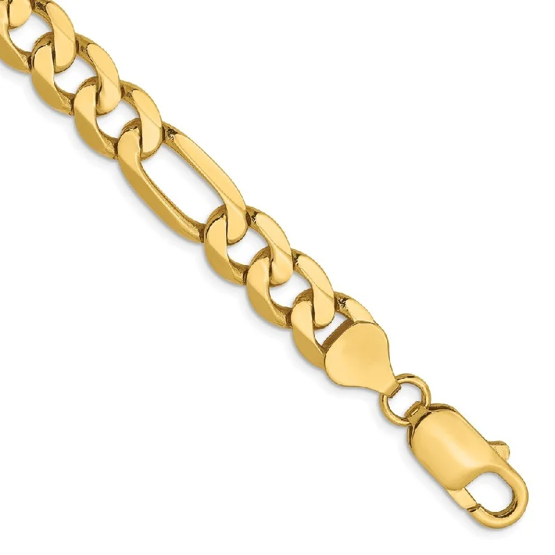 Layered chain bangles-14k Yellow Gold 7.5mm Flat Figaro Chain Bracelet, 8"