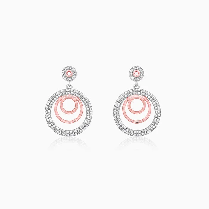 Wave drop earrings-Dual Tone Luna Halo Earrings