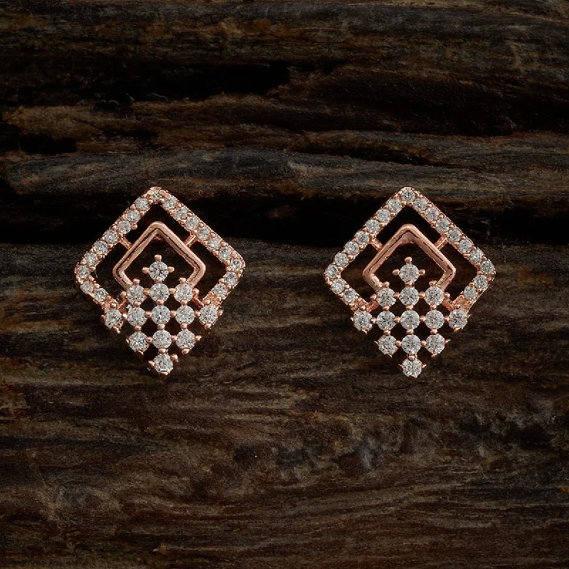 Pink gold earrings-Zircon Earring 170646