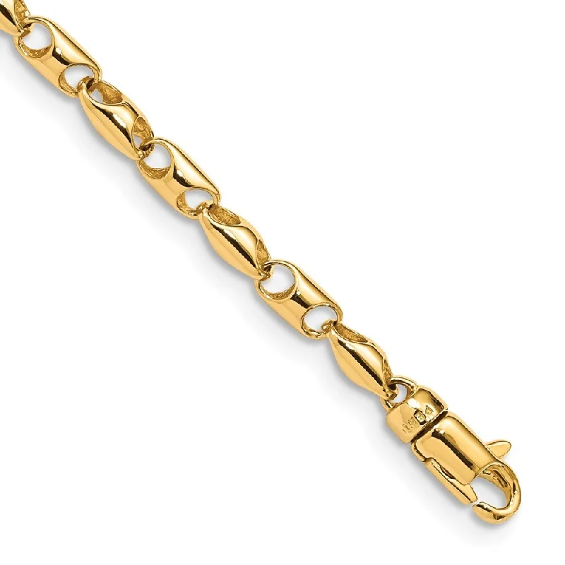 Chunky stone bangles-14k Yellow Gold 3.1mm Fancy Link Bracelet, 7.5"