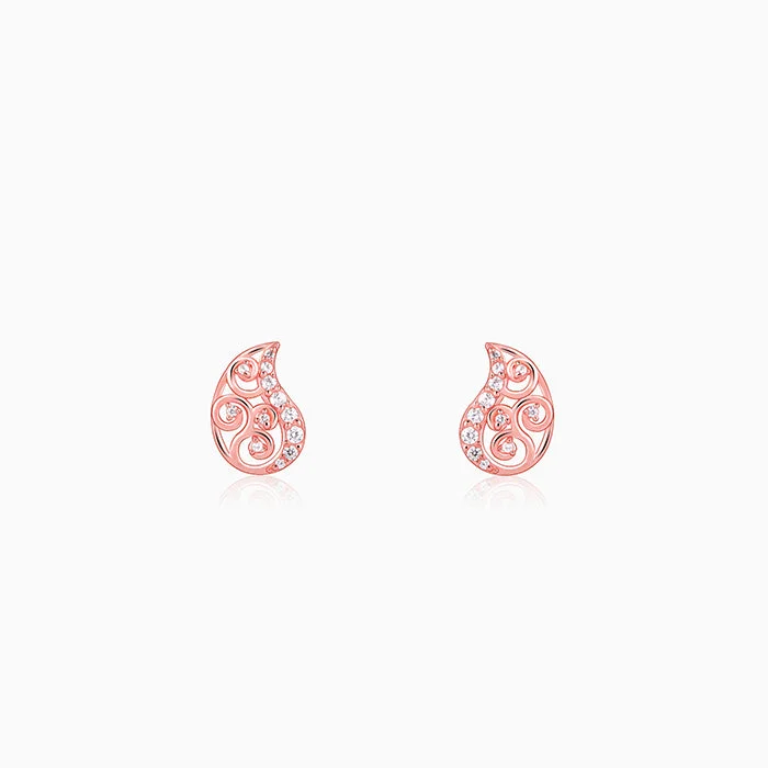 Flat knot earrings-Rose Gold Mamidi Studs