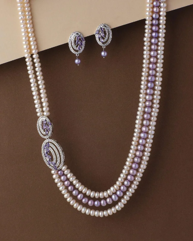 Cosmic charm necklaces-Ravishing AD Pearl Necklace Set