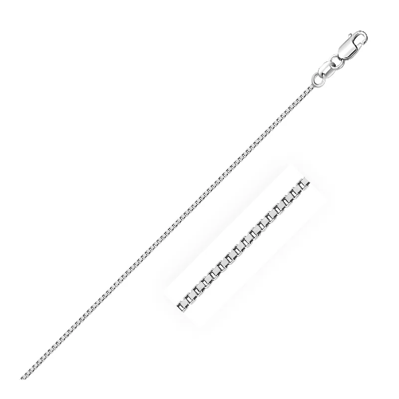 Slanted design necklaces-10k White Gold Classic Box Chain Necklace 0.8mm