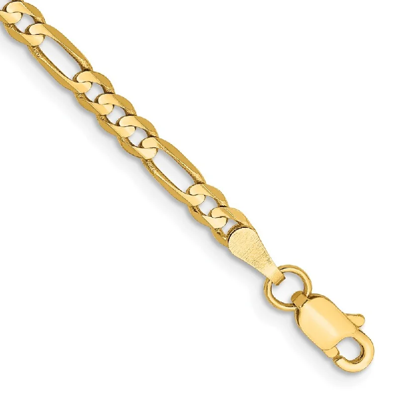 Vintage flair bangles-14k Yellow Gold 3mm Concave Open Figaro Chain Bracelet, 7"