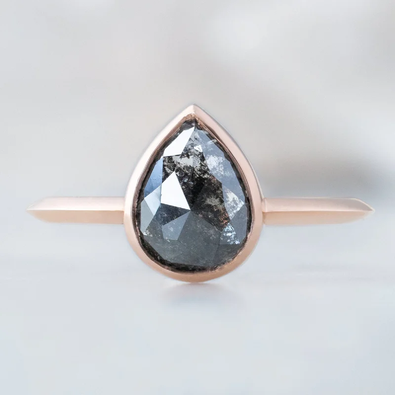 Victorian style engagement rings-The Hazel Ring | 1.68ct Rose Cut Black Diamond in 14K Rose Gold