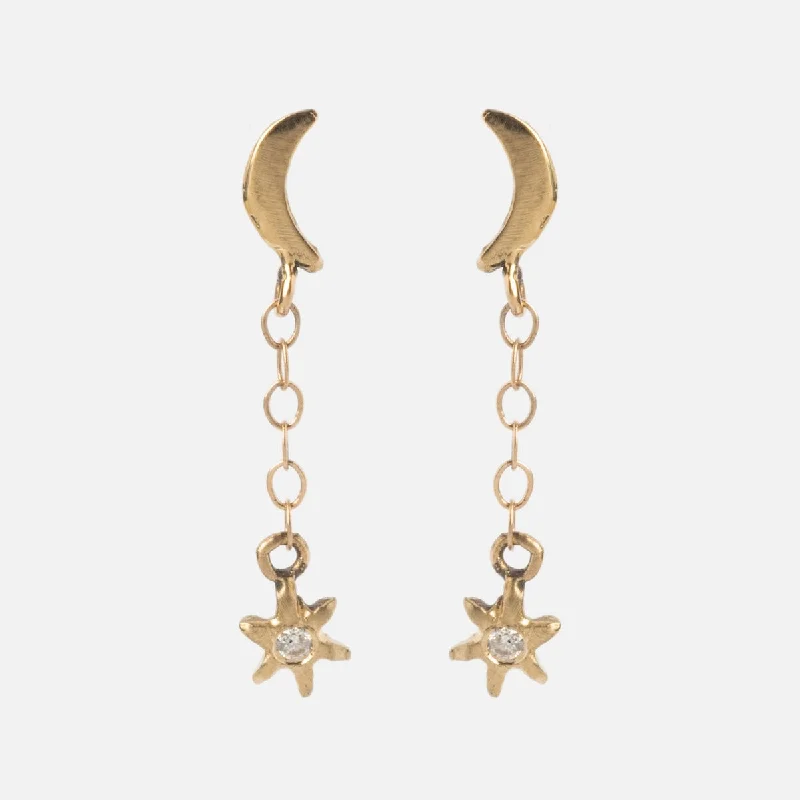 Bead weave earrings-Moon and Stars Drop Earrings