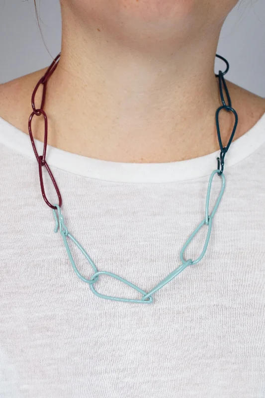 Heavy collar necklaces-Modular Necklace in Lush Burgundy, Faded Teal, and Deep Ocean