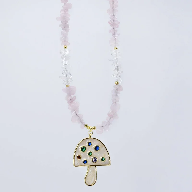 Wide link necklaces-Wonderland Mushroom Necklace C-27